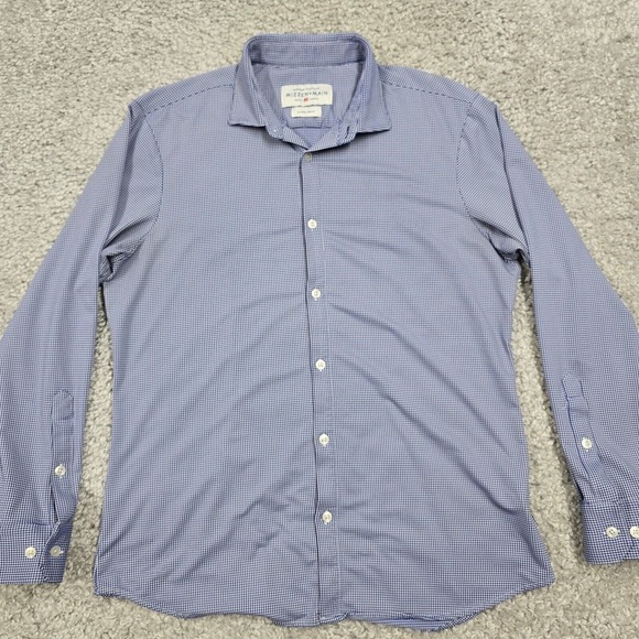 Mizzen Main Shirt Mens‎ XL Blue Check Spinnaker Trim Fit Stretch Long Sleeve - Picture 2 of 12